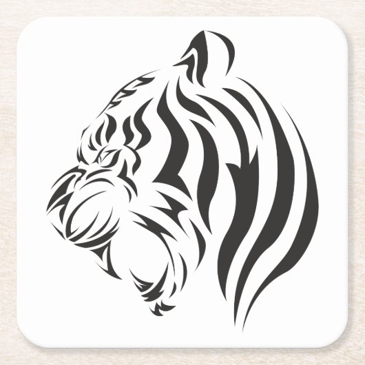 Tiger Face Rechteckiger Pappuntersetzer (Vorderseite)