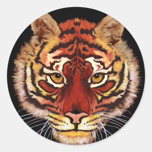 Tiger Face Runder Aufkleber (Vorderseite)