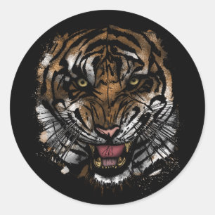 Tiger Face Runder Aufkleber
