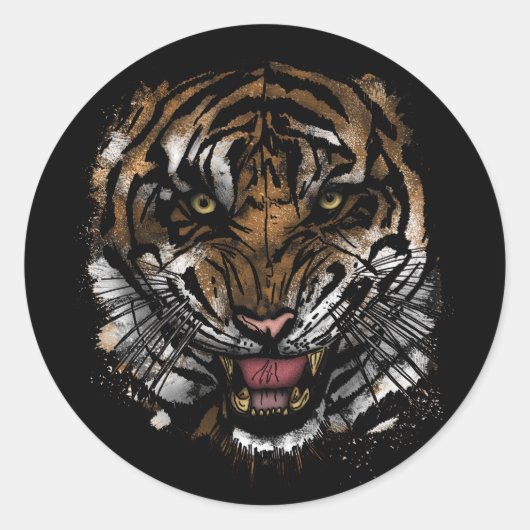 Tiger Face Runder Aufkleber (Vorderseite)