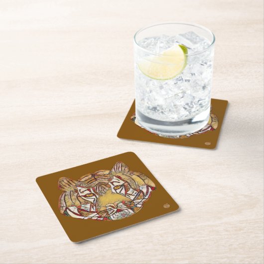 Tiger Face Square Paper Coaster Rechteckiger Pappuntersetzer (Vor Ort)