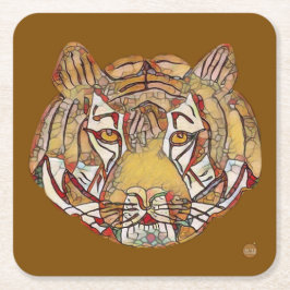 Tiger Face Square Paper Coaster Rechteckiger Pappuntersetzer