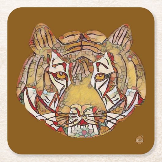 Tiger Face Square Paper Coaster Rechteckiger Pappuntersetzer (Vorderseite)