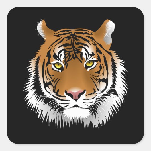 Tiger Face Square Sticker  (Vorderseite)
