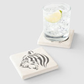 Tiger Face Steinuntersetzer (Seitenansicht)