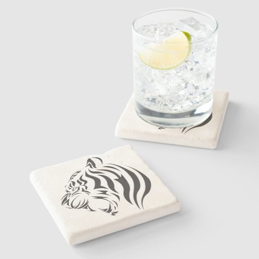 Tiger Face Steinuntersetzer (Seitenansicht)