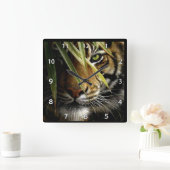 Tiger Face Wildlife Clock Quadratische Wanduhr (Zuhause)
