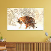 Tiger Familie im Winter Landschaft Canvas Print Leinwanddruck (Insitu (Wohnzimmer))