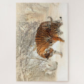 Tiger Familie im Winter Landschaft Jigsaw Puzzle (Vertikal)