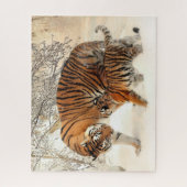 Tiger Familie im Winter Landschaft Jigsaw Puzzle (Vertikal)
