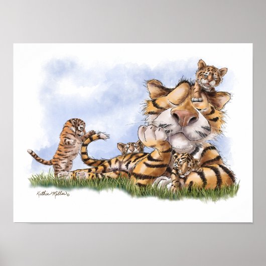 Tiger-Familien-Cartoon Poster (Vorne)