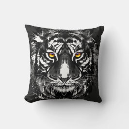Tiger | Farbenfrohe Tiger Zeichnend | Schwarzweiß Kissen