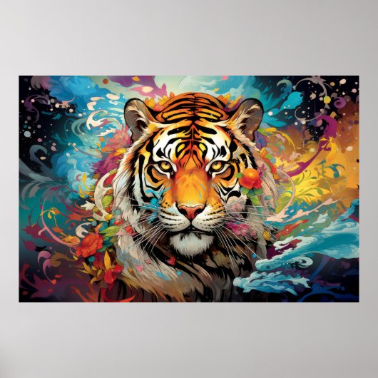 Tiger farbenfroher Tierzauber Poster (Vorne)