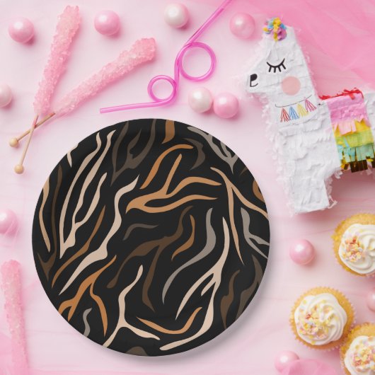 Tiger-Farbmuster Pappteller (Party)