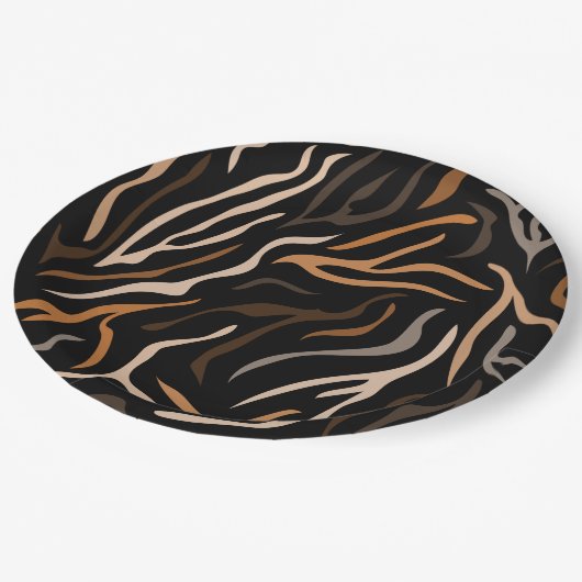 Tiger-Farbmuster Pappteller (Schrägansicht)