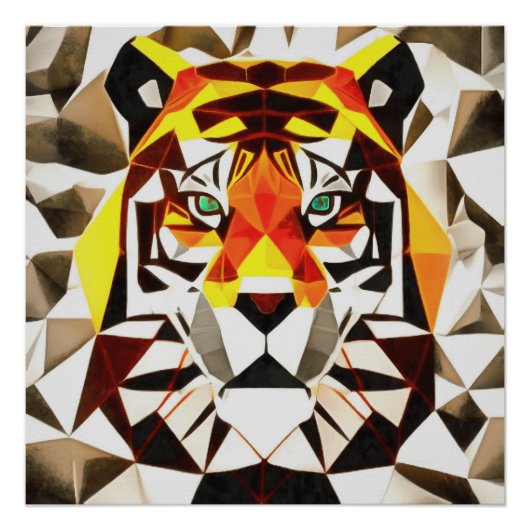 Tiger Fearful Symmetry Geometric Art Poster (Vorderseite)