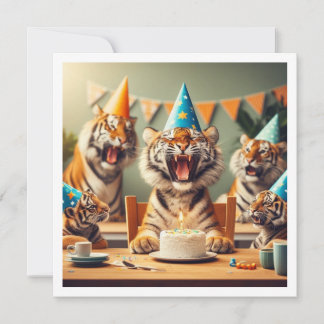 Tiger feiern, Tigerbild Geburtstag Einladung