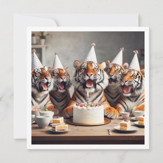 Tiger feiern, Tigerbild Geburtstag Einladung (Vorderseite)