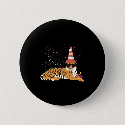 Tiger feiernde Tiere auf einer Party Button (Vorderseite)