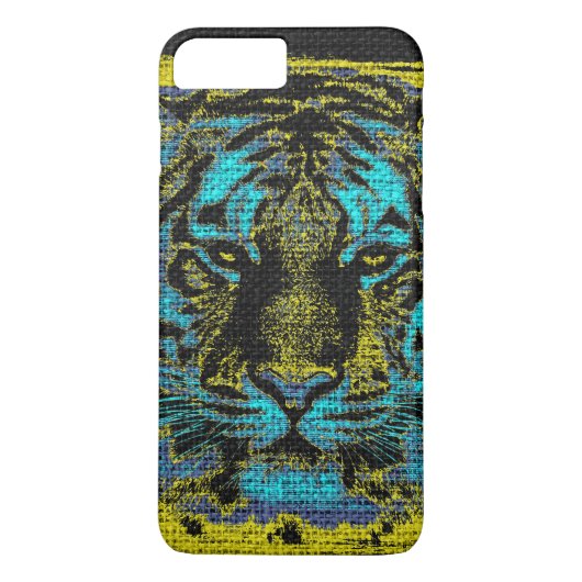 Tiger Fine Art on Burlap Rustic Jute #2 Case-Mate iPhone Hülle (Rückseite)