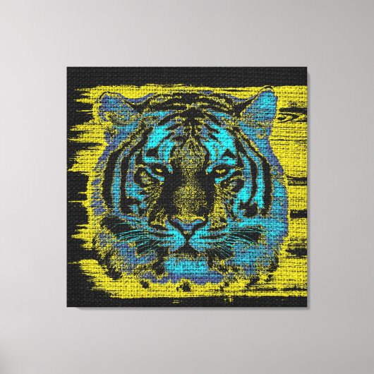 Tiger Fine Art on Burlap Rustic Jute #2 Leinwanddruck (Vorderseite)
