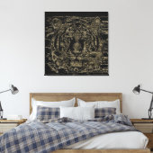 Tiger Fine Art on Burlap Rustic Jute #4 Leinwanddruck (Insitu (Schlafzimmer))