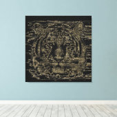 Tiger Fine Art on Burlap Rustic Jute #4 Leinwanddruck (Insitu (Holzboden))