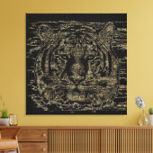 Tiger Fine Art on Burlap Rustic Jute #4 Leinwanddruck (Insitu (Wohnzimmer))