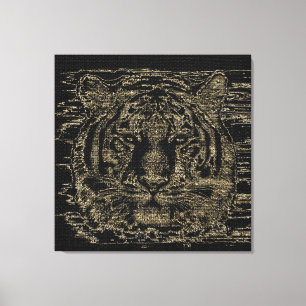 Tiger Fine Art on Burlap Rustic Jute #4 Leinwanddruck