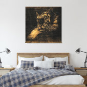Tiger Fine Art on Burlap Rustic Jute #5 Leinwanddruck (Insitu (Schlafzimmer))