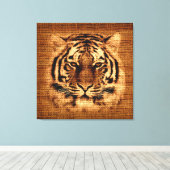 Tiger Fine Art on Burlap Rustic Jute Leinwanddruck (Insitu (Holzboden))