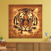 Tiger Fine Art on Burlap Rustic Jute Leinwanddruck (Insitu (Wohnzimmer))