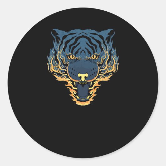 Tiger Fire Runder Aufkleber (Vorderseite)