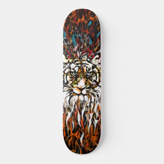 Tiger-Flammen Skateboard (Vorderseite)