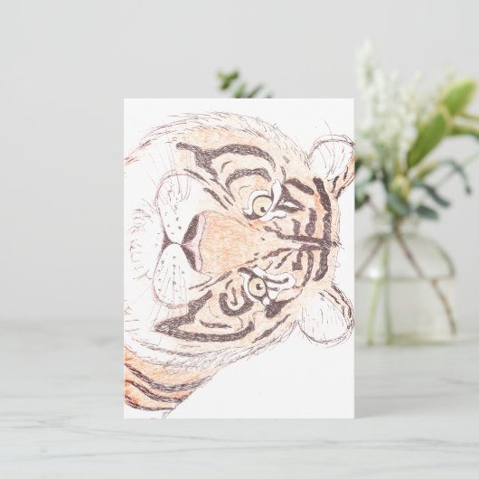 Tiger - Flat Dankeschön Karte (Stehend Vorderseite)