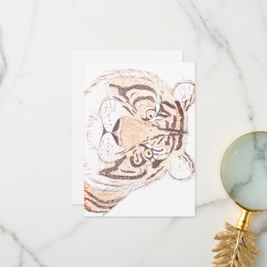 Tiger - Flat Dankeschön Karte (Vorderseite/Rückseite Beispiel)