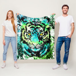 Tiger Fleece Blanket - farbenfrohe Tiger Eyes