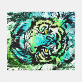 Tiger Fleece Blanket - farbenfrohe Tiger Eyes (Vorderseite (Horizontal))