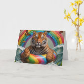 Tiger Floating an einem Sommertag Regenbogen Karte (Gelbe Blume)