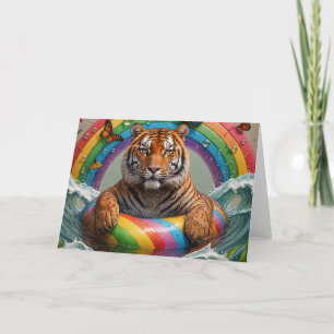 Tiger Floating an einem Sommertag Regenbogen Karte