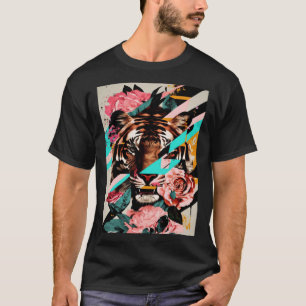Tiger Floral Blume Big Cats Wilde Tiere Jungle T-Shirt