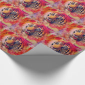 Tiger Floral Digital Art Geschenkpapier (Ecke)
