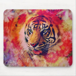 Tiger Floral Digital Art Mousepad