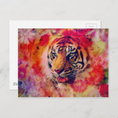 Tiger Floral Digital Art Postkarte (Vorne/Hinten)