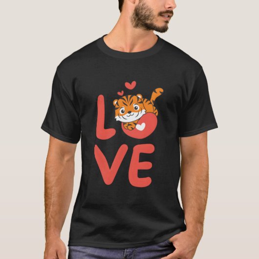 Tiger For 'S Day Animals With He Love T-Shirt (Vorderseite)