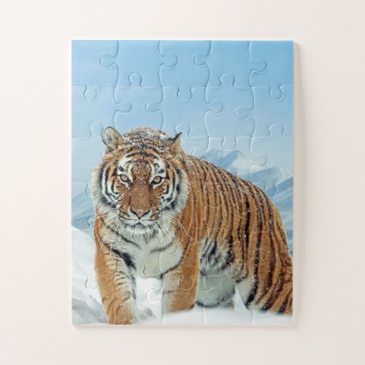 Tiger Foto Snow Mountains TierWinter Puzzle (Vertikal)