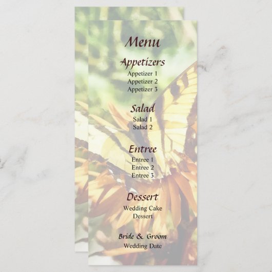 Tiger Frack auf Wildblume-Hochzeitmenü Menükarte (Vorne/Hinten)