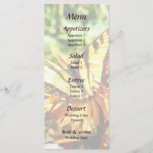 Tiger Frack auf Wildblume-Hochzeitmenü Menükarte