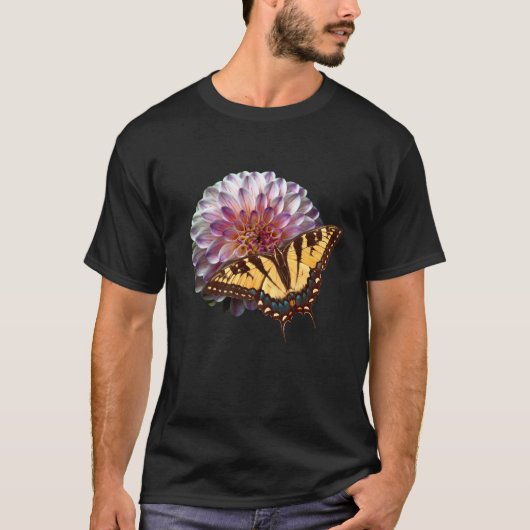 Tiger Frack Butterfly auf Mama-Blume T-Shirt (Vorderseite)