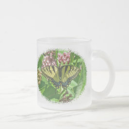 Tiger Frack Butterfly auf Milchkweed Mattglastasse
